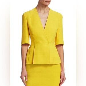 Akris Ollon Yellow Cotton Blend V Neck Short Sleeve Blazer Jacket Women’s Size 6